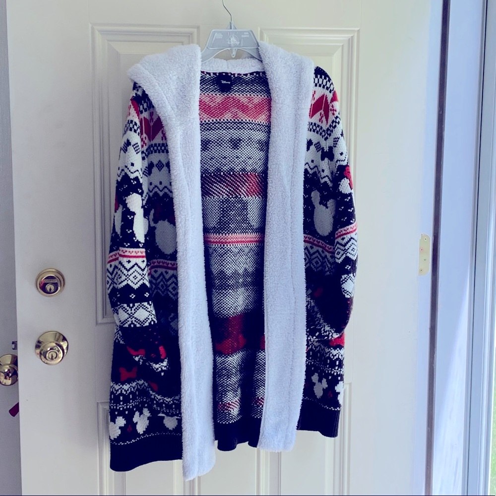 Disney sweater! Adorable pattern with Mickey and Minnie, hood with ears! - 2X